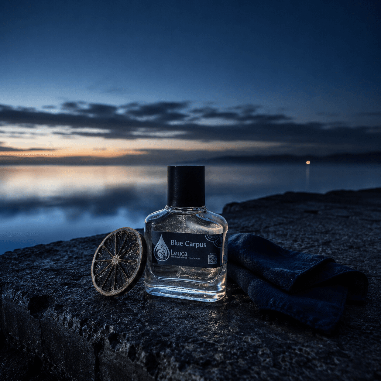Botol dan kemasan parfum Leuca Blue Carpus