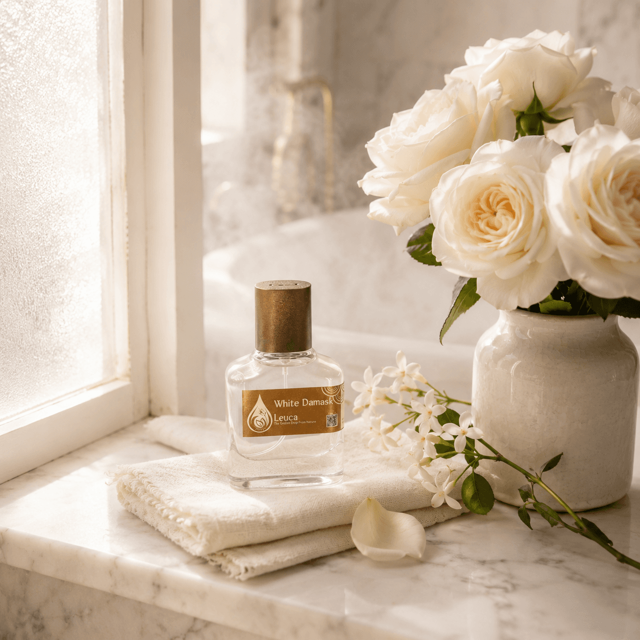 Botol dan kemasan parfum Leuca White Damask