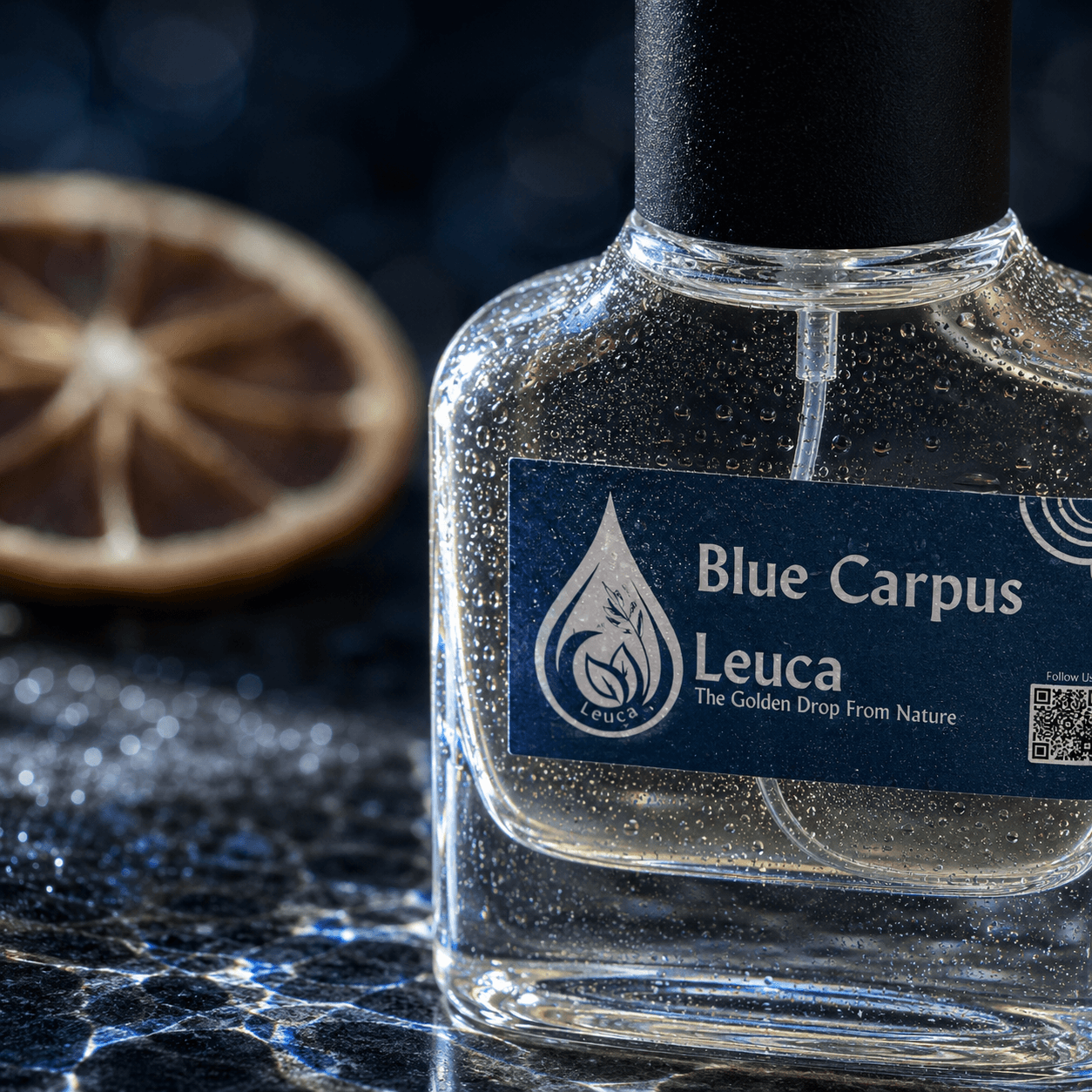 Botol dan kemasan parfum Leuca Blue Carpus